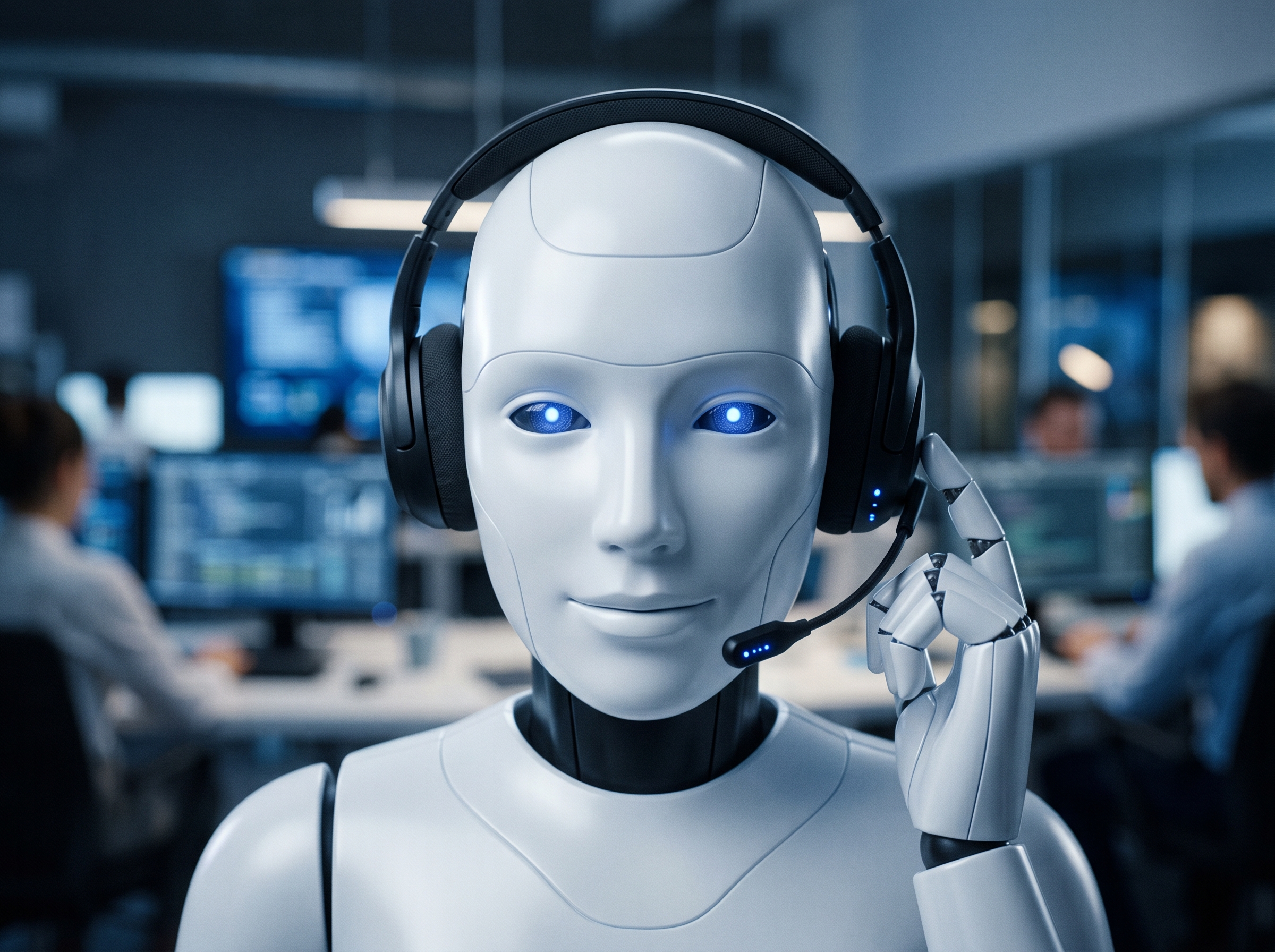 Voice Agent Roboter mit Headset